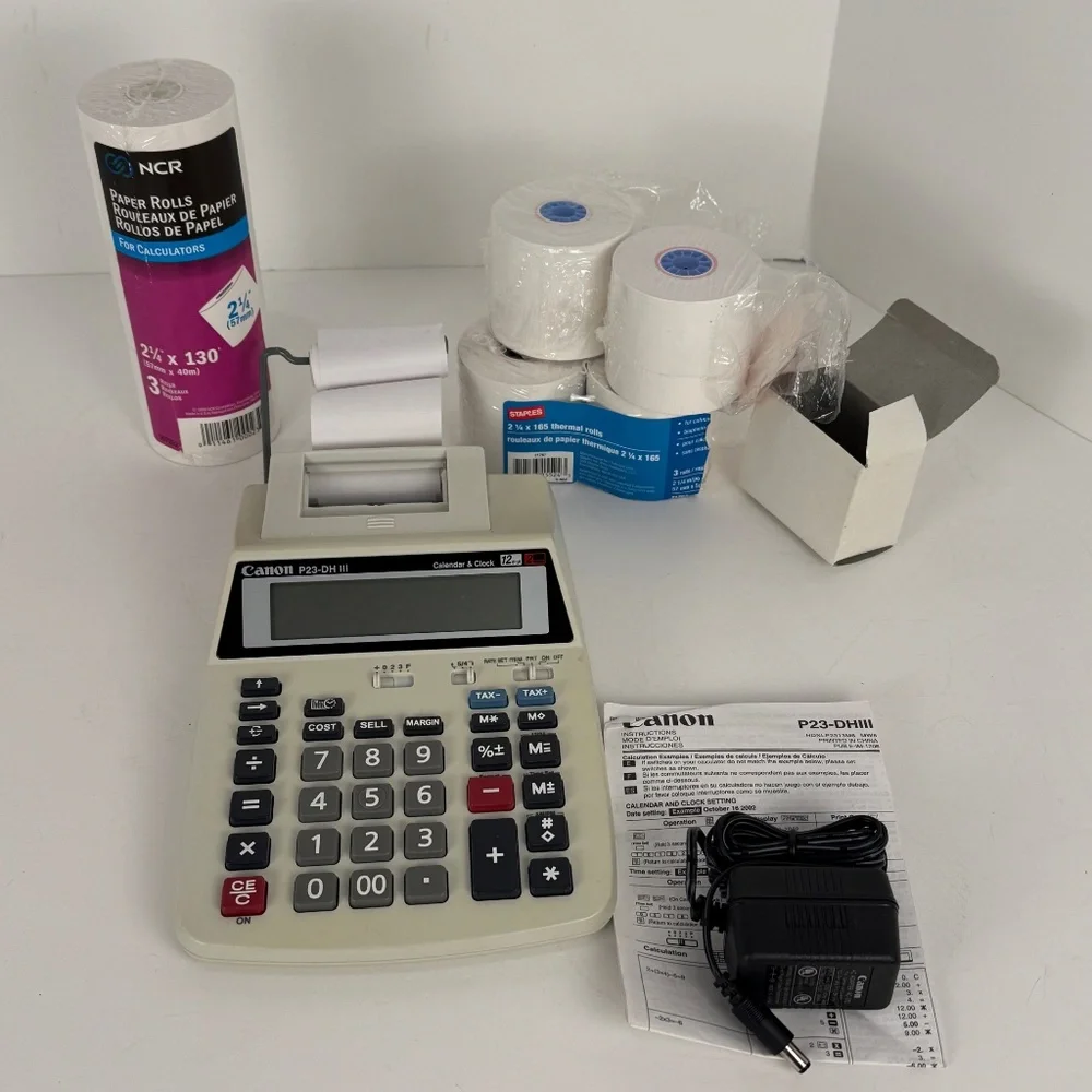 Canon P23-DHIII Printing Calculator/adding Machine and Refill paper